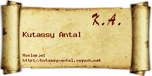 Kutassy Antal névjegykártya
